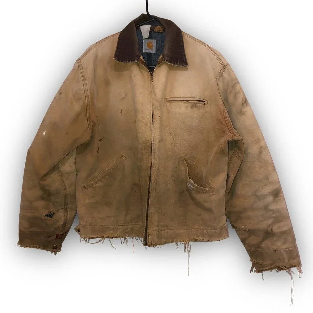 Vintage Carhartt Detroit Blanket Lined Jacket Distressed Thrashed USA Med - Picture 5 of 12